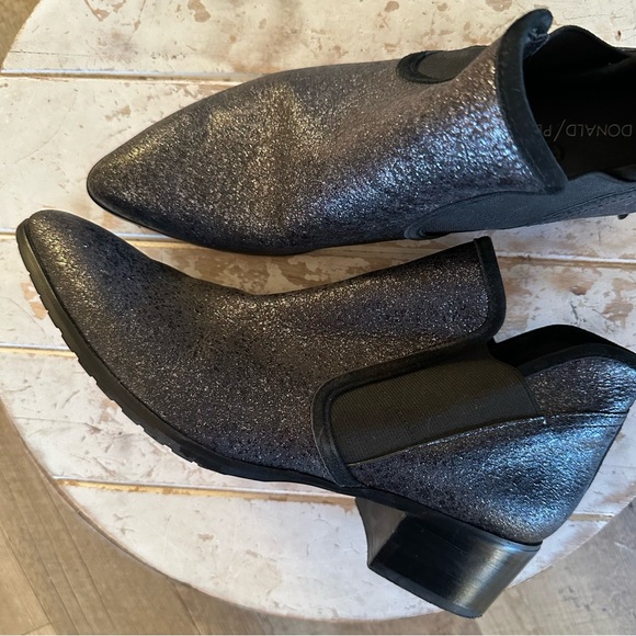 Donald J Pliner Darla Black Sparkle Suede Heeled Booties - Picture 2 of 12